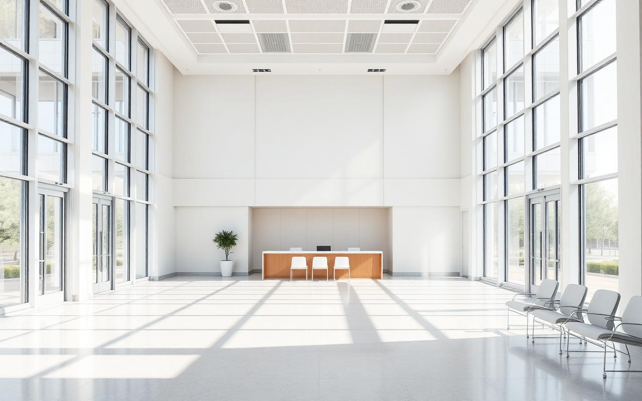 Bright public-services office lobby